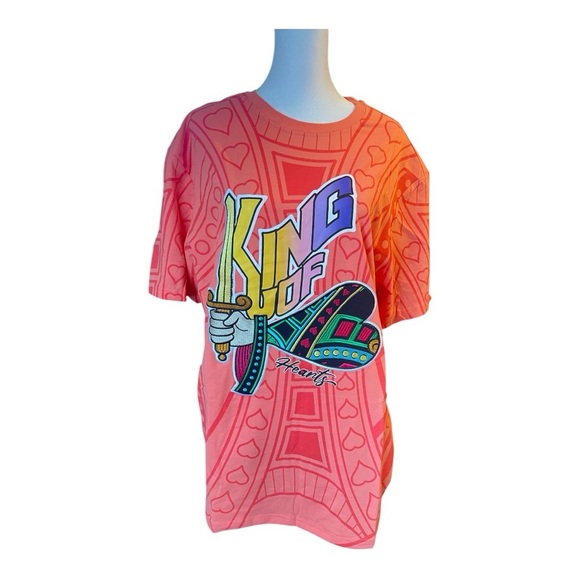 Vibrant Coral King of Hearts Streetwear Tee by Genuine Authentic NWT - Picture 2 of 3
